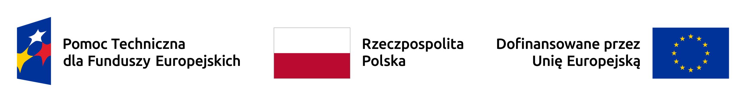 Logo Pomoc techniczna dla Funduszy Europejskich, Flaga Rzeczpospolita Polska, flaga unii europejskiej - dofinansowane przez Unię Europejską